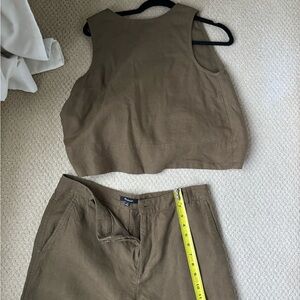 madewell women’s Sleeveless tanks and Pants Set- olive green linen.
